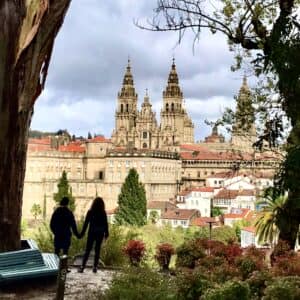 Views of the Cathedral as you enter the city on the Camino Portugués.
